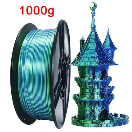 Dual Color Filament Silk PLA 1.75mm 1kg/500g/250g 3D Printer Filament High SpeedShiny PLA Multicolor Black Red Blue Bundle