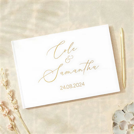 Personalized Guest Book for Wedding Gift White Noble Message Photo Album Simple Elegant Horizontal Keepsake Signature GuestBook