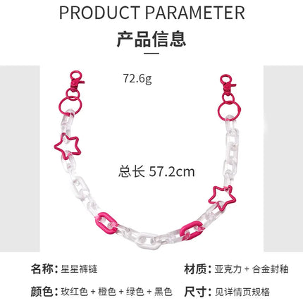 Punk Hiphop Long Resin Pentagram Heart Rock Trousers Hipster Pant Jean Keychain Ring Clip Acrylic Key Chains Women Accessories