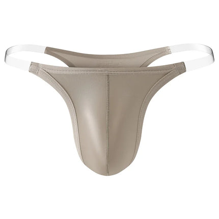 Men's Sexy Solid Color High Cross Thong Bikini Low Waist Transparent Invisible Seamless Underwear Comfortable