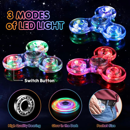 LED Light Fidget Spinner Finger Toy Hand Spinner Glow in Dark Stress Reduction and Anxiety Relief for Children