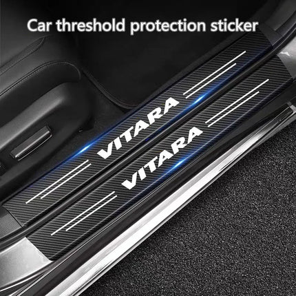 Carbon Fiber Car Sticker Car Door Trunk Protective Strip Anti Scratch Decal for Suzuki VITARA Logo Car Accessories
