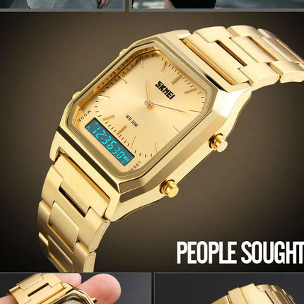 SKMEI Luxury Digital Quartz Watch for Men Sports Chronograph Waterproof Mens Wristwatches Stainless Steel 1612 reloj hombre 1220