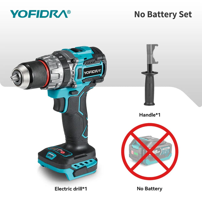 YOFIDRA 13MM 700N.m Brushless Electric Impact Drill 20+3 Torque  Cordless Screwdriver DIY Power Tool For Makita 18V Battery Pin