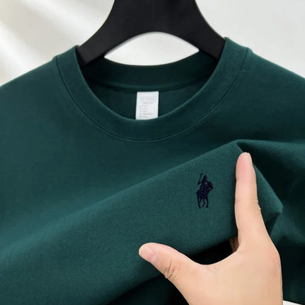 100% pure cotton short sleeve round neck men's T-shirt hot selling luxury brand summer exquisite pony embroidery breathable top