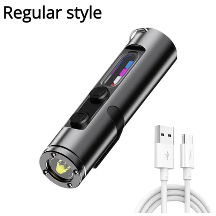 Portable Strong Light Mini LED Flashlight Magnetic Keychain Lamp Waterproof Cap Clip Lamp Type-C Charging for Hiking Camping