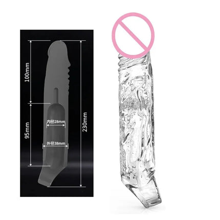 S/M/L Penis Enlargement Sleeve Reusable Condom Dick Extender Sleeve Delayed Ejaculation Sex Toys for Men Couples Sex Shop