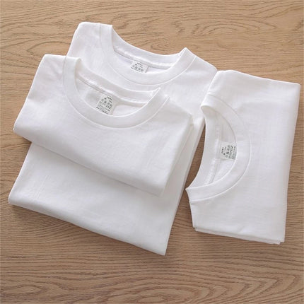 2PCS 100% Cotton Solid T-Shirts Men's and Women's Short Sleeve White Tees Casual Breathable Loose Round Neck T-shirt Couple Tops