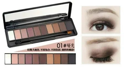 Fashion Eye Makeup Palette Natural Make Up Light 10 Color Nude Eye Shadow Shimmer Matte Eyeshadow Cosmetics Set with Brush