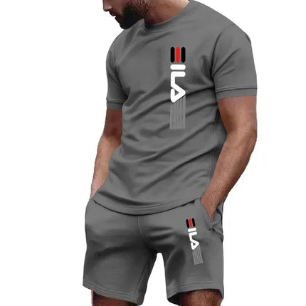 Men's set: High-quality sun cotton super comfortable summer breathable short-sleeved T-shirt + casual jogging shorts 2-piece men