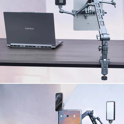 Aluminum Alloy Boom Arm Stand, 360° Rotatable Desktop Mount for Live Streaming, Video Recording, Phone iPad Tablet Holder