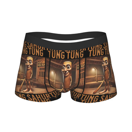 Hot Boxer Tung Tung Tung Sahur Shorts Panties Briefs Man Underwear Italian Brainrot Meme Polyester Underpants for Male Plus Size