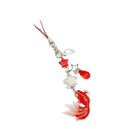 Plastic Lucky Koi Phone Pendant Crystal Beads Unique Mobile Phone Chain Simulation Fish Lightweight Beaded Keyring School