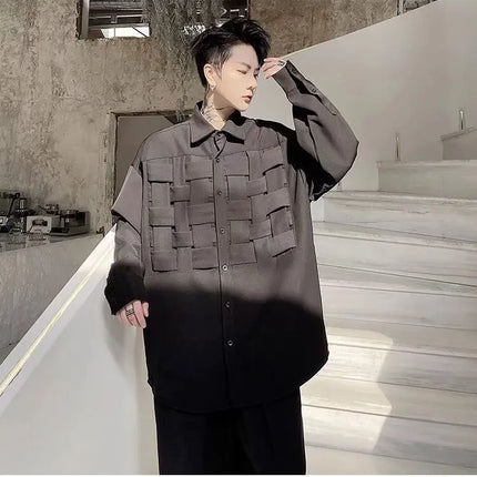 Loose Long Sleeve Men's Shirt Designer Dark Casual Fashion Stylist Cool Handsome Style Street Trend Polyester Fiber Adult Male