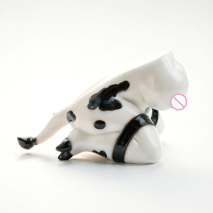 SHAZ Bound Sexy Milk Cow Silicone Stroker, Bionic Cow Nipple & Tail Design, Realistic Vagina Onahole, Tight Masturbator for Men