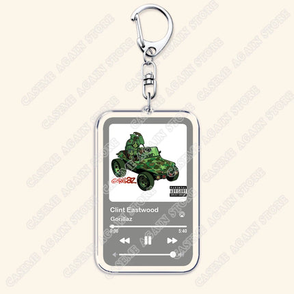 Hot Gorillaz Band Music Keychains for Women Accessories Bag Feel Good Inc Clint Eastwood Song Keying Jewelry Fans Friends Gifts
