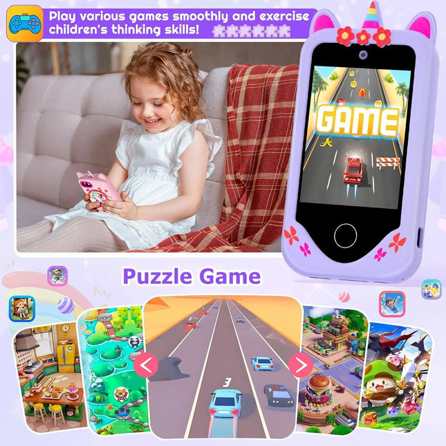 Smart Phone Toys Learning Phone Kids 2.8" Touch screen Dual Camera ABC/Habit Tracker Educational Games Perfect Gift For Boy Girl