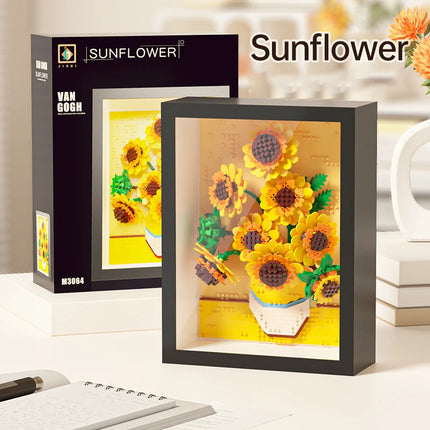 Creative masterpiece series picture assembly photo frame art decoration puzzle building block toy home decoration collection gif