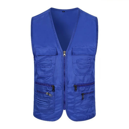 Men's Multi Pocket Tank Top Summer Men American Tactical Hiking Fishing Photography Director Mesh Sleeveless Outdoor Jacket Vest