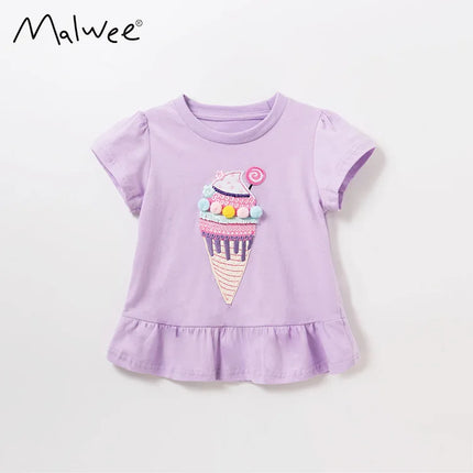 Short Sleeved T-shirt for Girls' Clothing, Loose Summer New Style, European and American Small and Medium-sized Girls' T-shirt