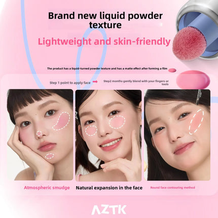 AZTK Liquid Blusher Jelly Color Chinese Blusher Makeup JC04 Brighten Face Nude Pink Purple Tint Matte Expands Contracts Cheek