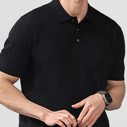 Cool and Stylish Men's Ice-Cold Silk Knitted Polo Shirt for Summer, Trendy Brand Polo Shirt with a Collared Design, Perfect for