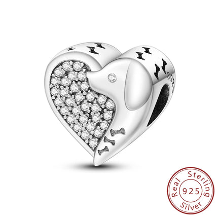 Original 925 Sterling Silver Charm Bead Balloon Poodle Cute Puppy Heart Charm Fit Bracelet Bangle Pendant Women DIY Jewelry Gift
