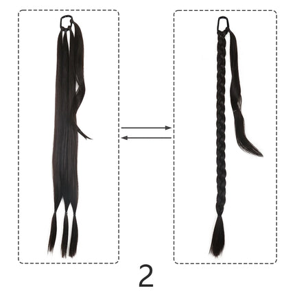 Synthetic Braided Ponytail Extensions Black Natural Hairpiece Long Pony Tail with Hair Tie Rubber Band Hair Blonde for Women