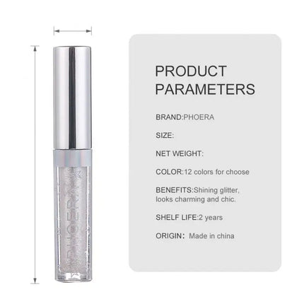 PHOERA Metallic Eye Shadow Diamond Shiny Eye Liner Pen Eyeshadow Long Lasting Shimmer Pigmented Eye Shadow Maquillaje
