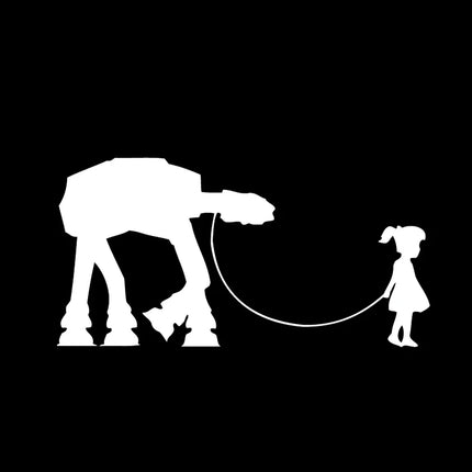 A Girl and Her AT-AT Imperial Walker Sci-Fi Vinyl Sticker For Girl's Laptop Creative Decor Car Window Decoration