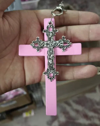 Gothic Big Zircon Cross Necklace Unisex Y2K Irregular Goth Large Cross Pendant Necklaces  for Men Women Couple Necklace Jewelry