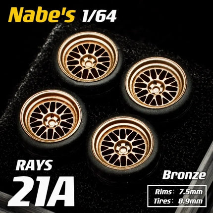 Nabes Chika 1/64 21A/21C/Vsxx/TF1 8.9/9.7mm Car Modified Wheel Hub Rubber Tires Resin Wheels Suitable for 1:64 Static Model Cars