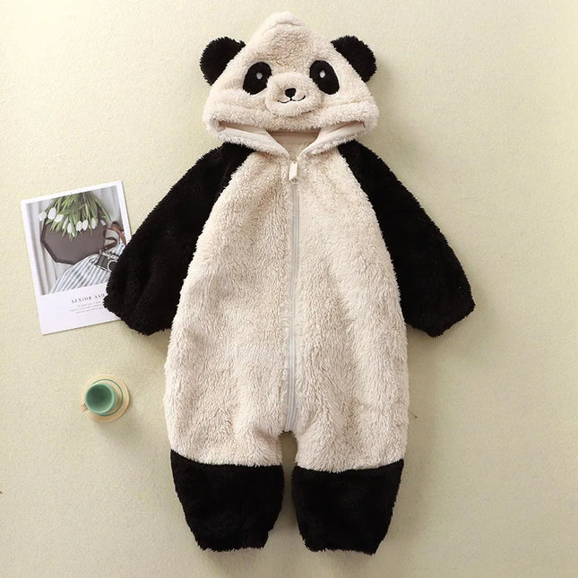 0-36months Baby Romper Newborn Winter Jumpsuit Overall Panda Animal Hooded Romper Keep Warm for Boy Girl Hallowe soft Pajamas