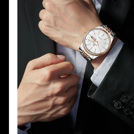 PAAZOMU Luxury Watch for Men Elegant Date Week Waterproof Luminous Men's Quartz Stainless Steel Sports Watch reloj