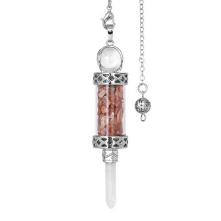 KFT Natural Healing Crystal Pendulum for Divination Dowsing Wishing Bottle Stone Pendant Hexagonal Rock Quartz Pendulum Balanced