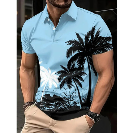 Summer Short Sleeved 3D Digital Printed Men's Fashion Casual Polo Shirt