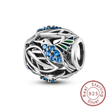 Spring Charms Beads Pendant 925 Sterling Silver Flower Butterfly Dragonfly Mushroom Charms Fit Bracelet Woman Man DIY Jewelry