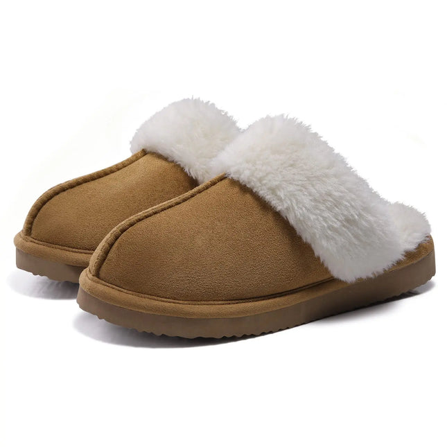 Kidmi Winter Women Fuzzy Slippers Classic Brand Fluffy House Shoes Indoor Warm Suede Cozy Slippers Casual Non-slip Cotton Shoes