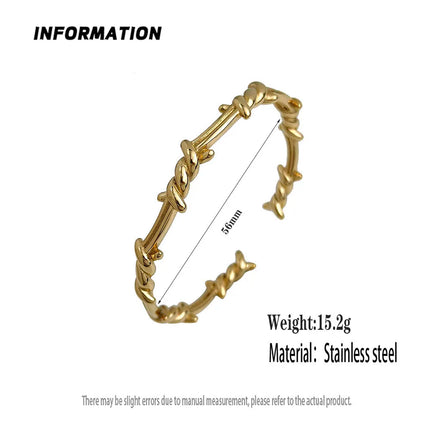 New style wire wrapped thorn stainless steel gold plated 18K bracelet, high quality waterproof silver jewelry, couple gift