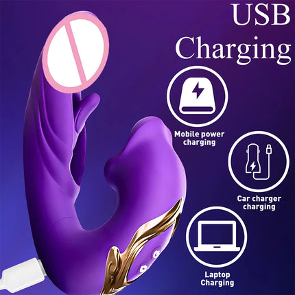 Telescopic Rotating Vibrators Tongue Licking Dildo Female Clitoris Stimultor Finger Flapping Vagin Massager Masturbator Sex Toys