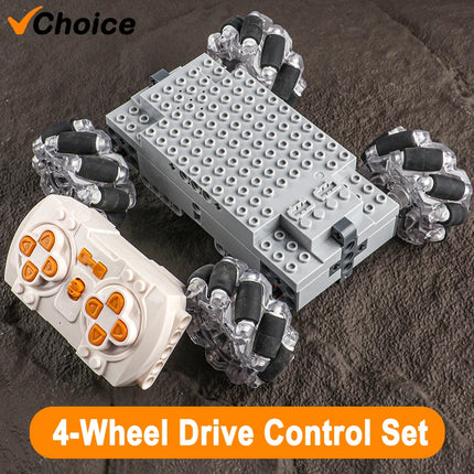 Technical MOC EV3 Mecanum Wheels 4WD electric building block RC Vehicle Universal Omnidirectional Tires Educational Toys Gifts