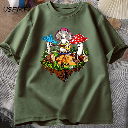 Hippie Magic Mushroom Tshirt Funny Graphic T Shirts Streetwear 90s Men's T-shirts Man Hippie Cotton Tee Shirt T-shirt Male