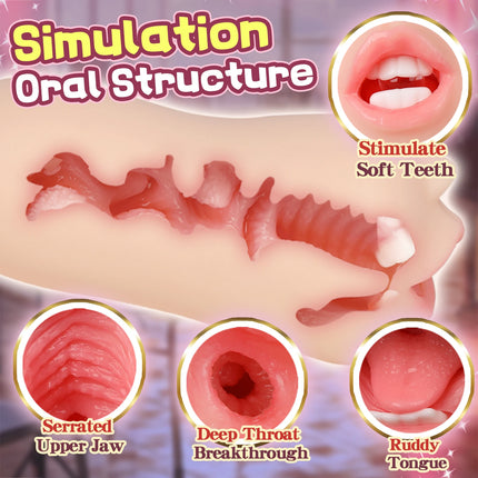 YUU Realistic Mouth Mastrubator for Male Oral Blowjob Sucking Simulator Deep Throat with Tongue Tooth Masturbation Adult Sex Toy