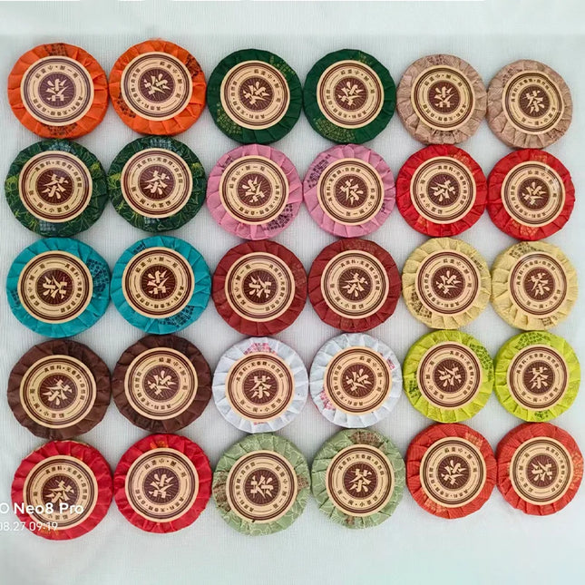 A Week Various Ripe/Raw Puer Small Tea Cake Label Pu'er Cotton Tea Word Label Pu'er Self-adhesive Label Customizable Reusable