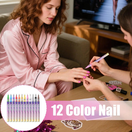 12Pcs/Set Nail Arts Drawing Graffiti Nail Polish Waterproof Painting Liner Pen DIY Abstract Lines Flower Nail Manicure Tools