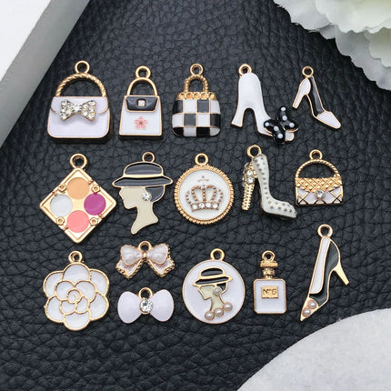 10/16-piece Drop Oil Little Chic Lady Set, suitable for DIY handmade necklace, bracelet, and earring accessory materials.