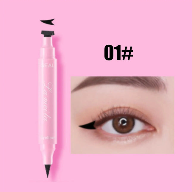 1PC 2 in 1 Eyeliner Stamp Pencil Waterproof Double-ended Black Liquid Eye Liner Pen Quick Dry Triangle Seal Eye Liner Makeup