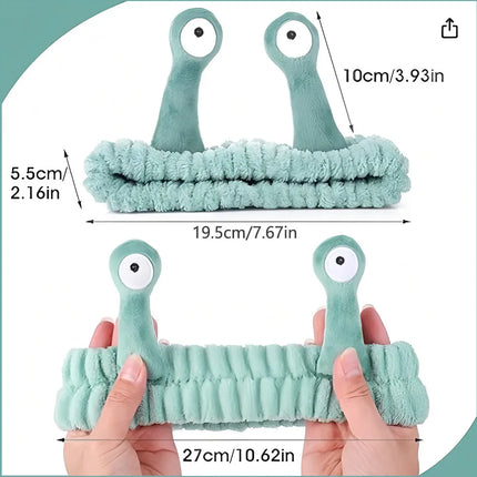 2025 New Cartoon Cross-border Funny Snail Face Wash Headband, Cute Plush Headband Suitable for Women's Face Washing and Makeup