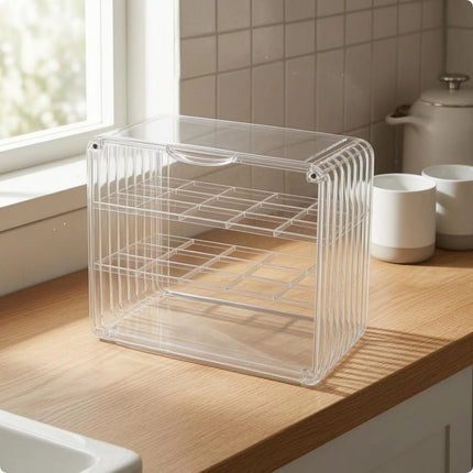 Acrylic Cup Storage Rack Space-Saving Two-Tier Cup Organizer Mug Display Case Shatterproof Tumbler Storage Rack Waterproof