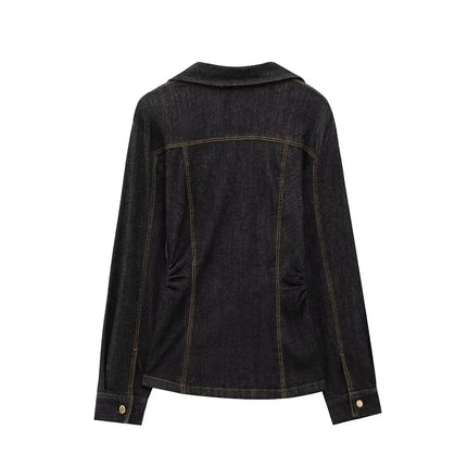 MUJER 2025 Denim Women's Shirt Set Fashion Button up Shirts for Women Long Sleeve Shirts and Blouses Woman Fitness Casual Shirts